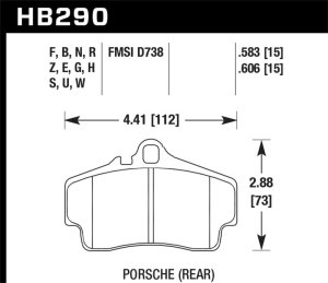 Porsche Boxster S Brake Pads - Rear - Hawk Performance - HT-10 - `07-`12